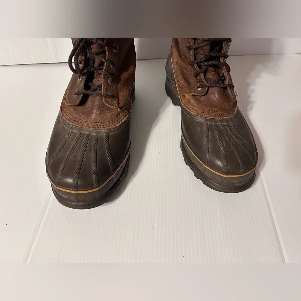 SOREL Maverick low brown leather lace up rain snow boot men size 10